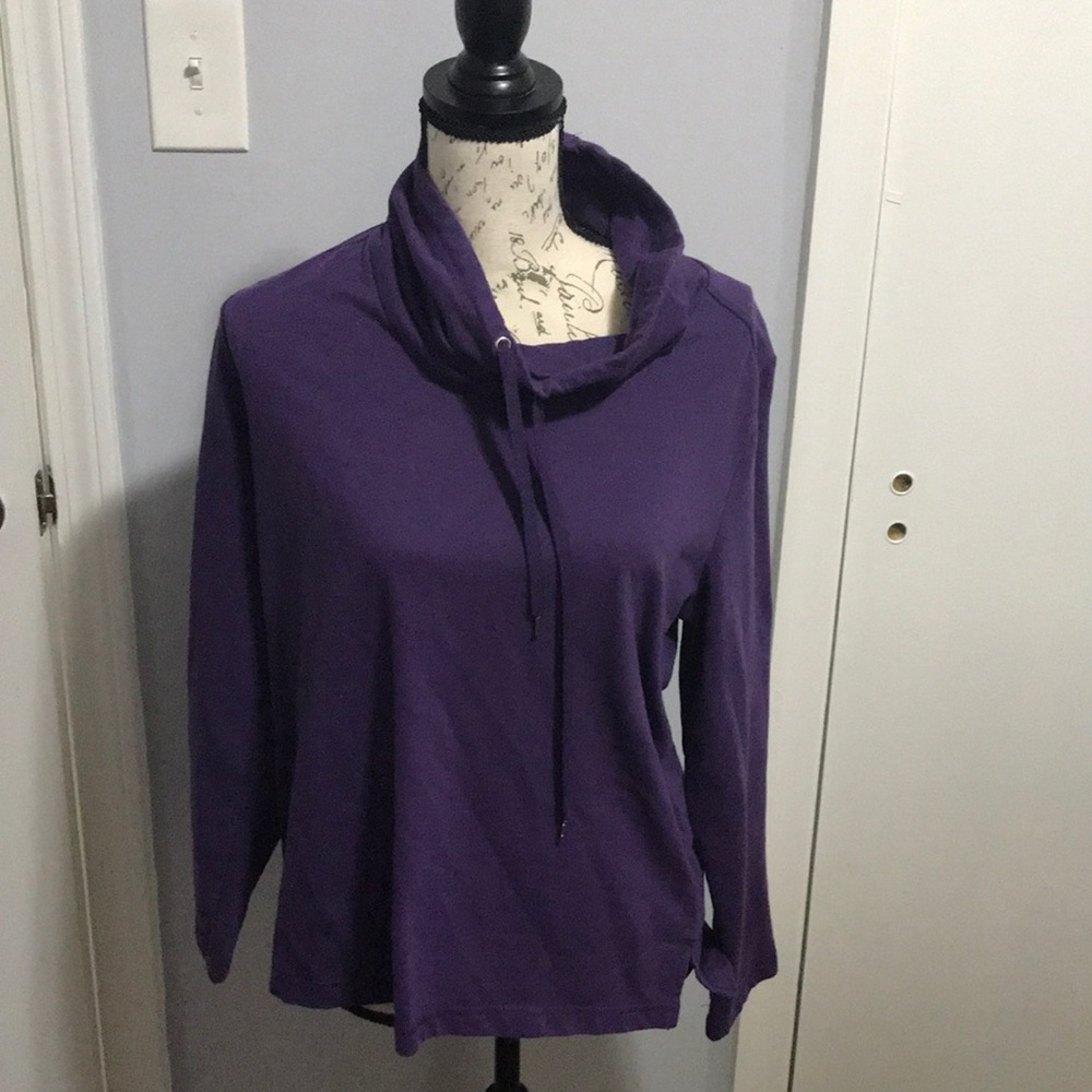Karen Scott Sport Purple Cowl Neck